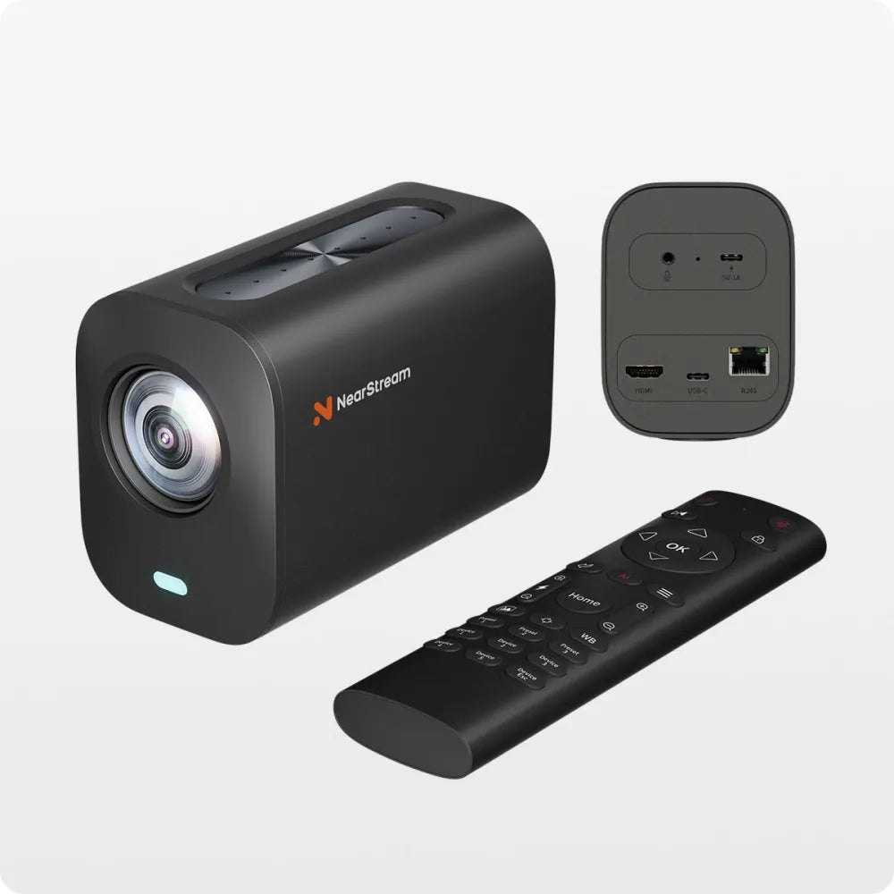 VM20 streaming camera with remote control and power adapter